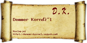 Demmer Kornél névjegykártya